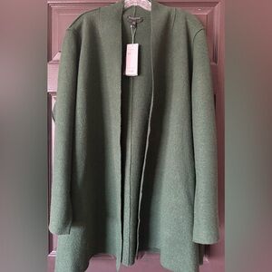 Eileen Fisher Forest Green Boiled Wool Sweater Jacket